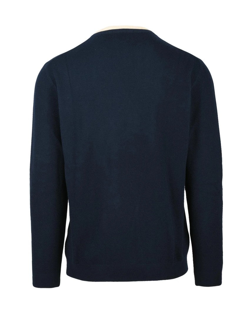 Daniele Fiesoli Blue Textured Cotton Pullover
