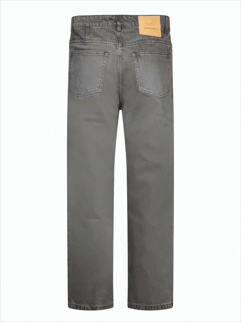 Ami Straight-Leg Grey Denim Pants With Classic Five-Pocket Design