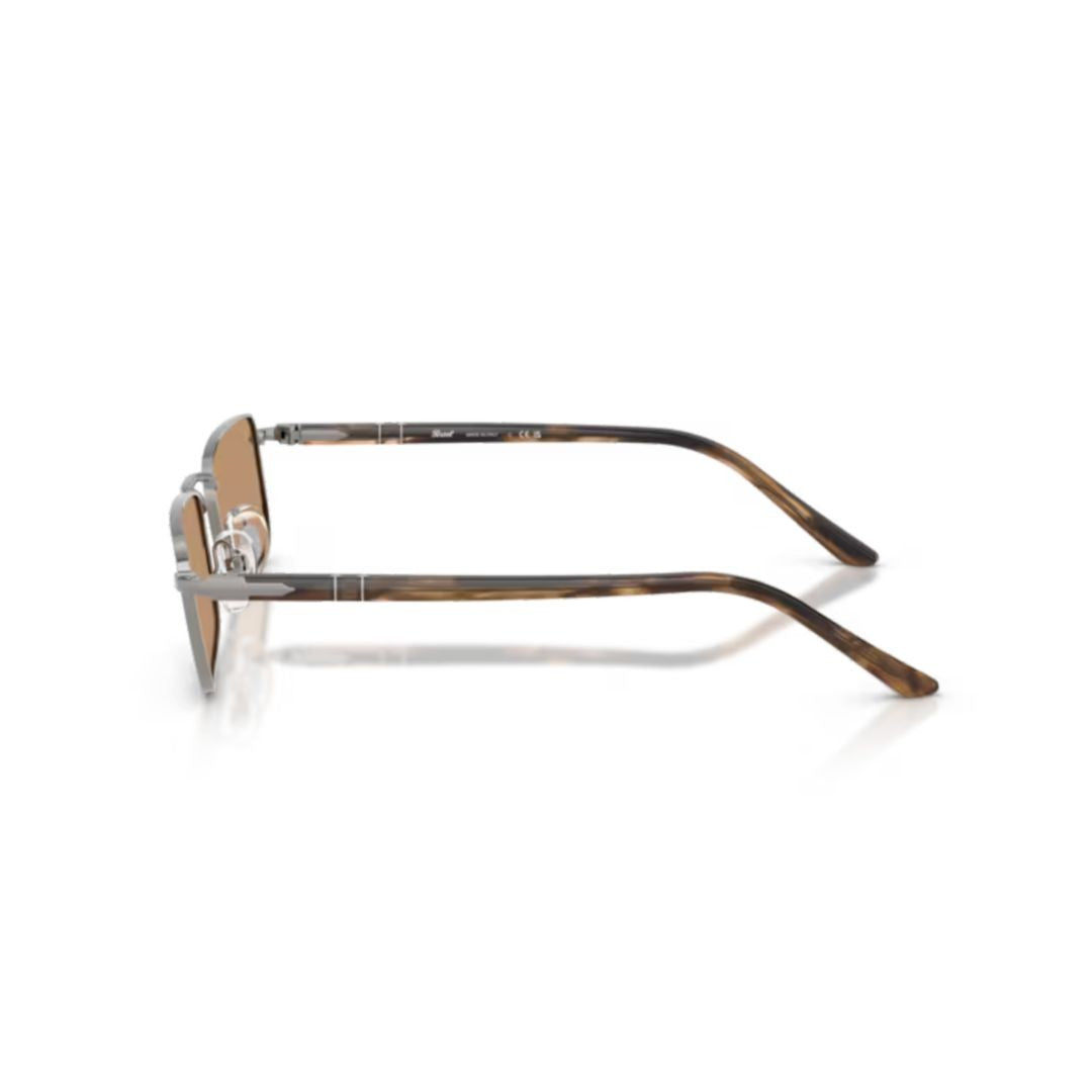 Persol 0Po1025s Rectangular Metal Sunglasses With Tortoiseshell Temples