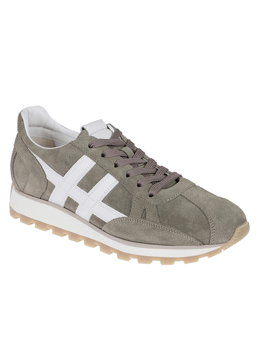 Hogan Low-Top Sneakers In Muted Green Suede