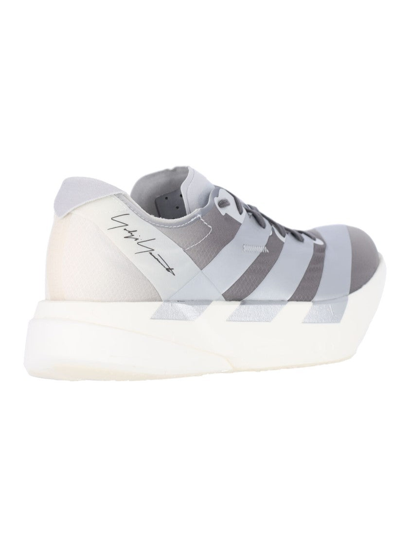 Y-3 Grey Fabric Sneakers With Rounded Toe And Lace-Up Detail