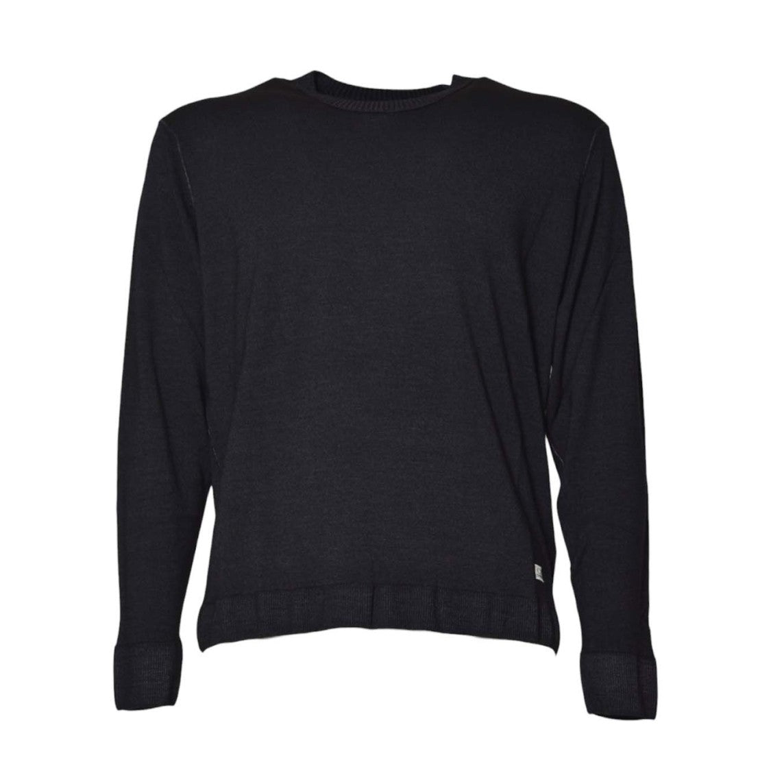 C.P. Company Minimalist Black Merino Wool Sweater With Crew Neckline