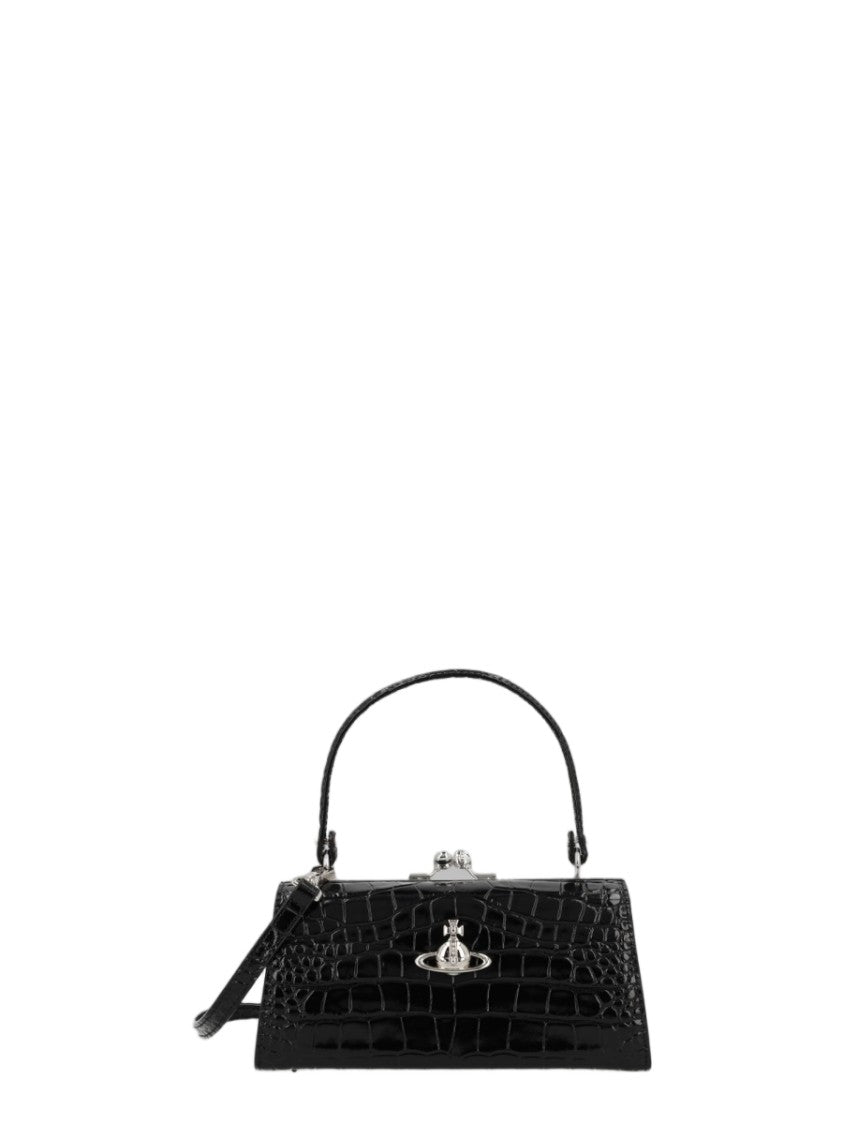 Vivienne Westwood Black Crocodile-Embossed Calf Leather Handbag