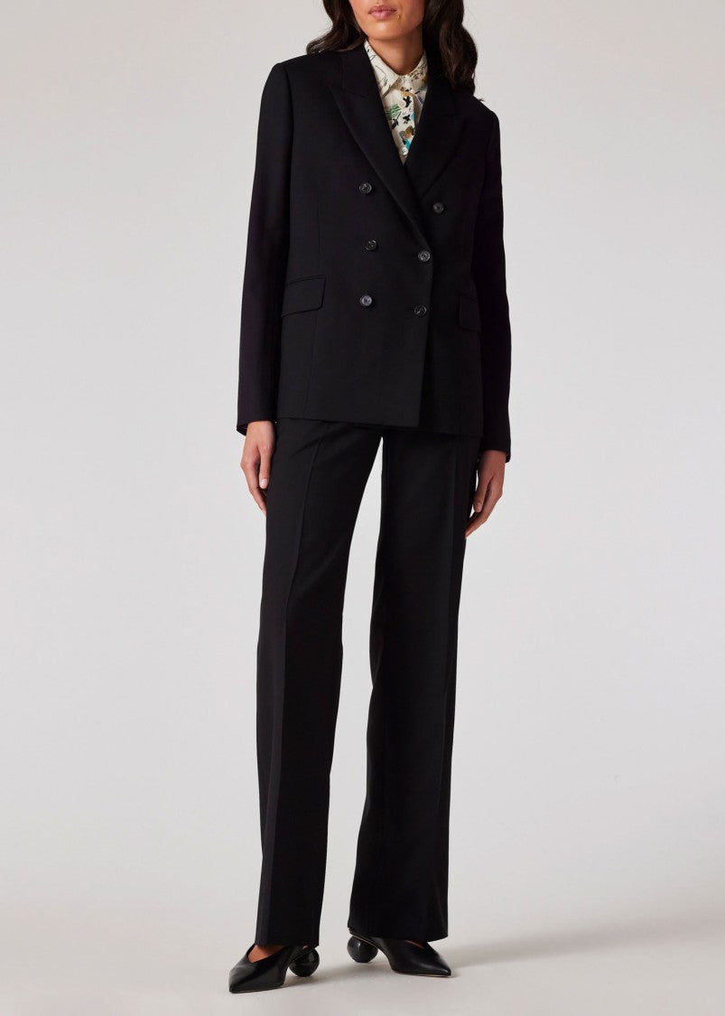 Paul Smith Bootleg Fit Black Trousers With Crease-Resistant Finish