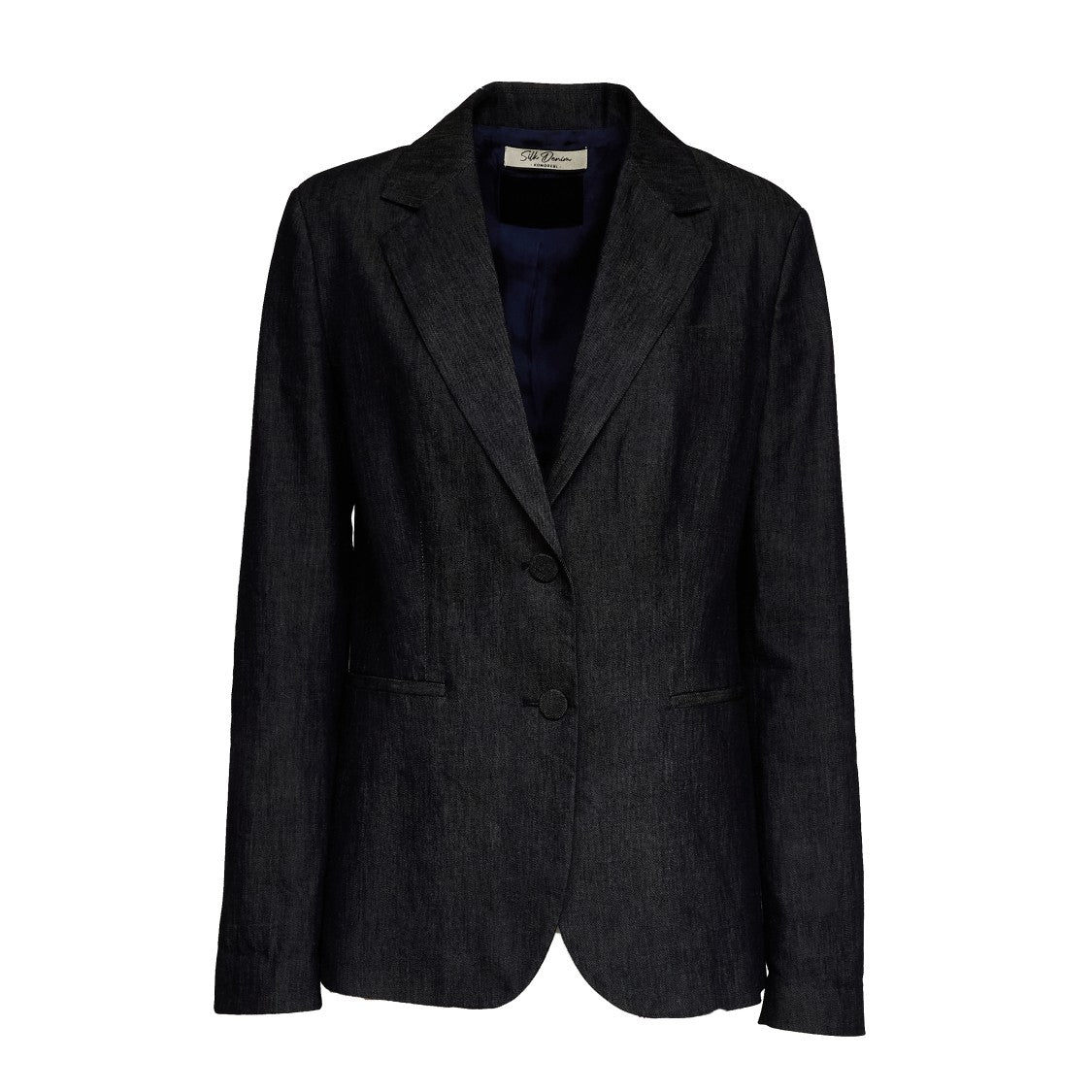 Dondup Peak Lapel Silk Denim Single-Breasted Blazer