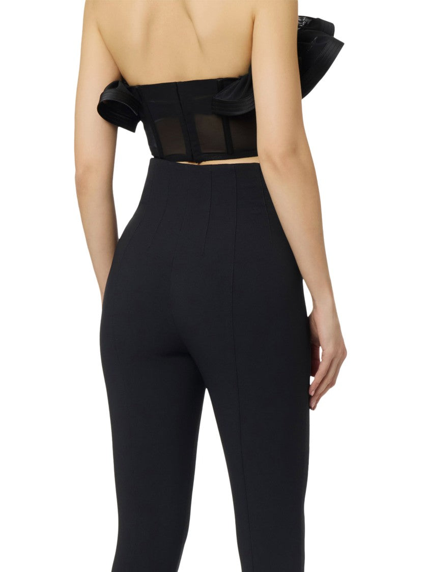 Elisabetta Franchi High-Waisted Tailored Trousers With Gold-Tone Clasp