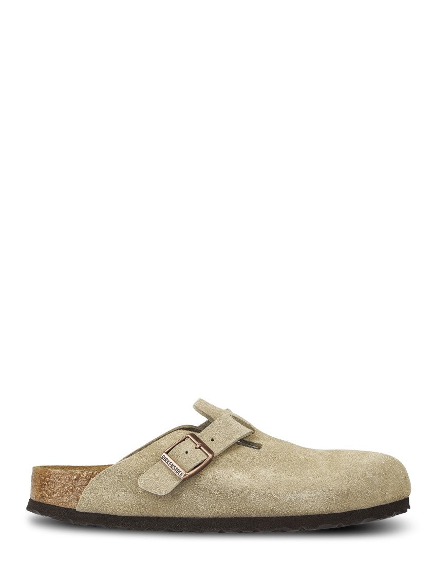 Birkenstock Taupe Boston Sfb Suede Leather Mules