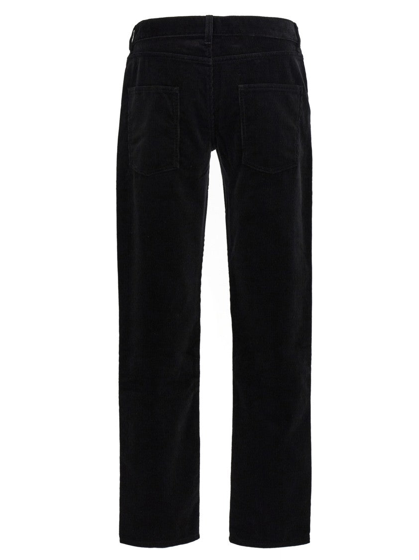 Saint Laurent Slim Fit Black Corduroy Trousers With Classic Five-Pocket Design