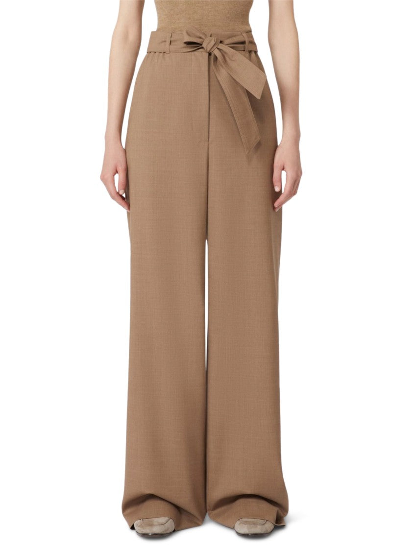 Max Mara High-Waisted Wide-Leg Trousers With Self-Tie Belt