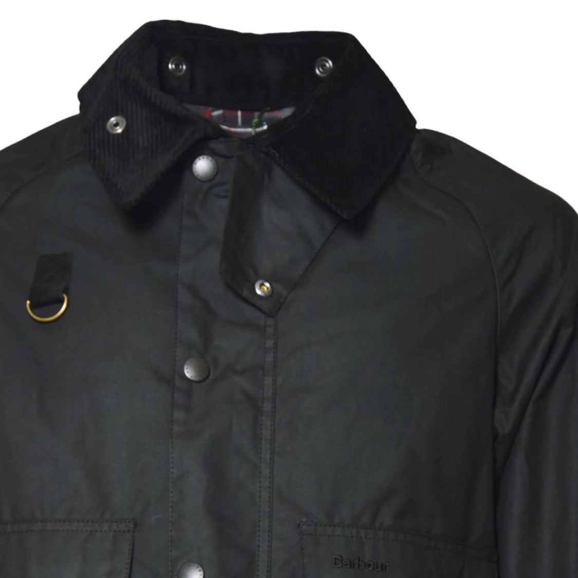 Barbour Matte Finish Black Jacket With Corduroy Collar