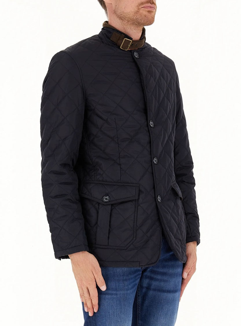 Barbour Quilted Casual Jacket With Double Zipper And Logo Buttons