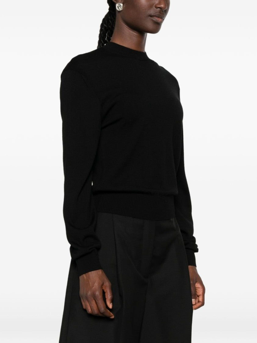 Lanvin Fitted Black Sweater With Silk And Nylon Blend