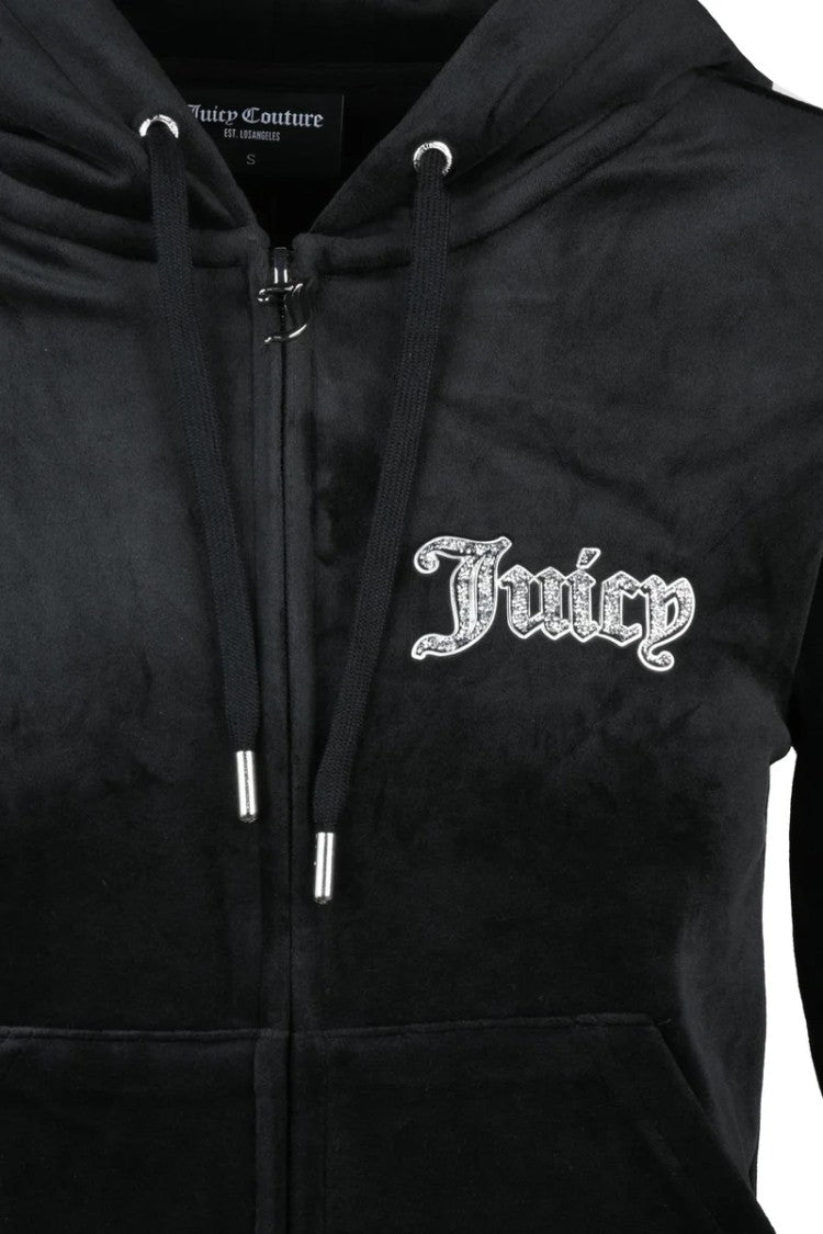 Juicy Couture Black Polyester Elastane Velour Sweatshirt