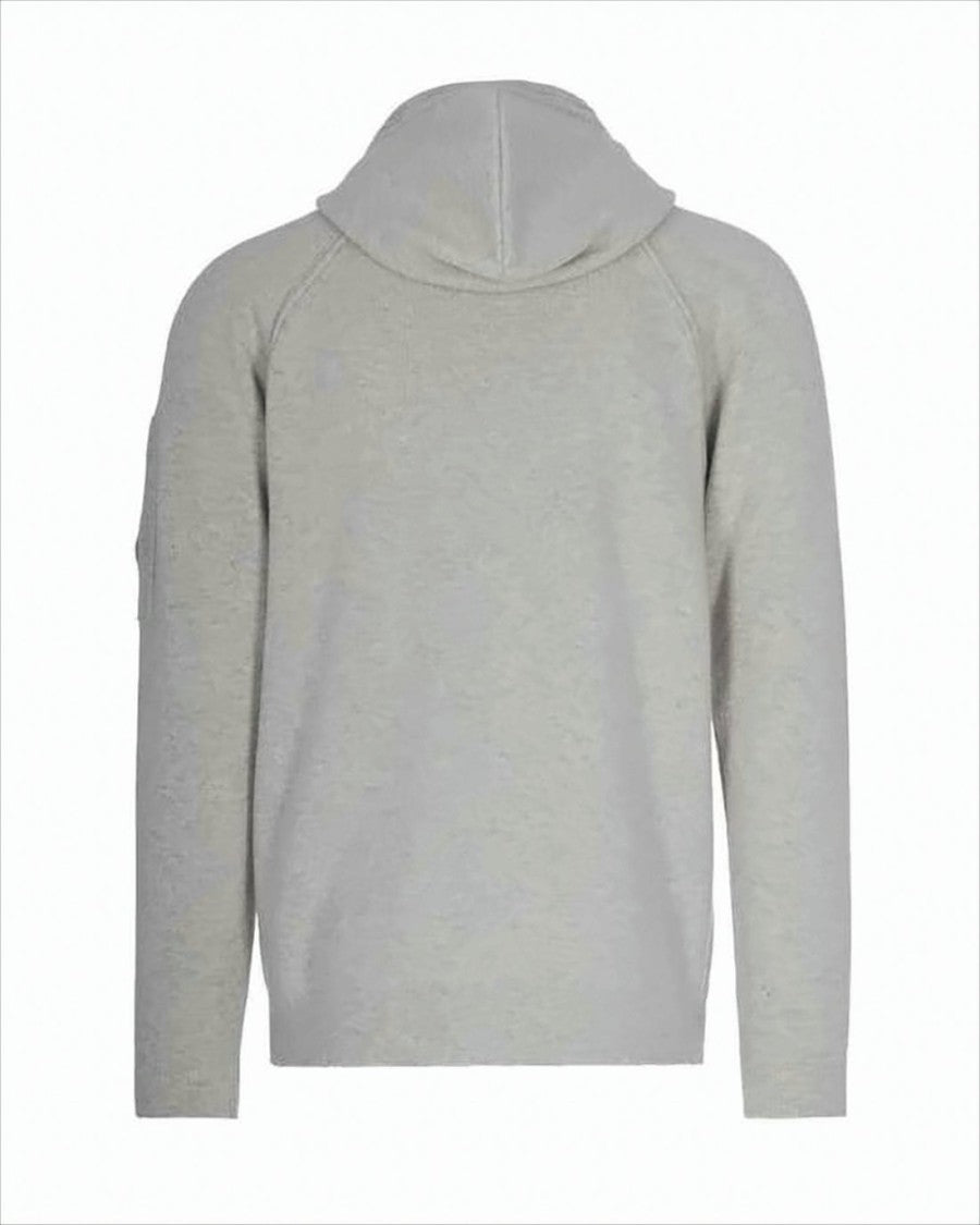 C.P. Company Zip-Up Cardigan With Hood And Heathered Texture