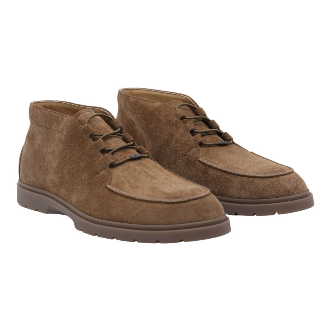 Tod's Mid-Ankle Suede Boots With Moccasin Seam And Lace-Up Front