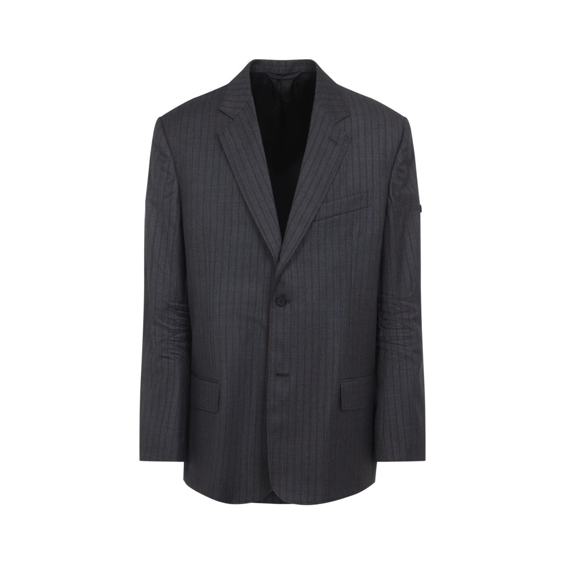 Balenciaga Gray Wool Blazer With Pinstripe Pattern