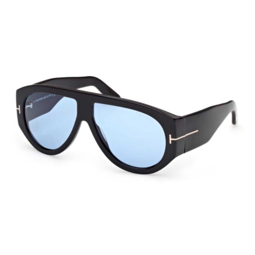 Tom Ford Ft1044 Oversized Black Acetate Aviator Sunglasses With T-Shaped Metallic Detail