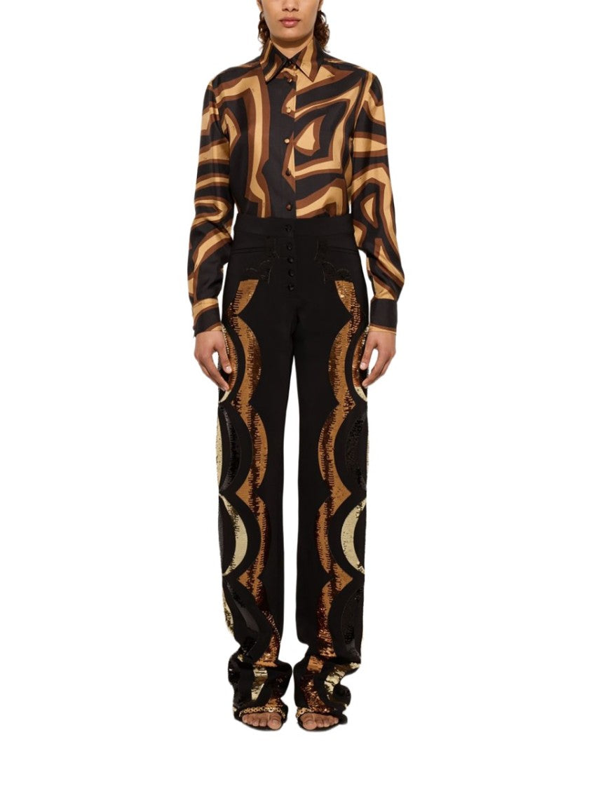 Pucci Labyrinth Print Silk Shirt With Classic Collar And Button Details