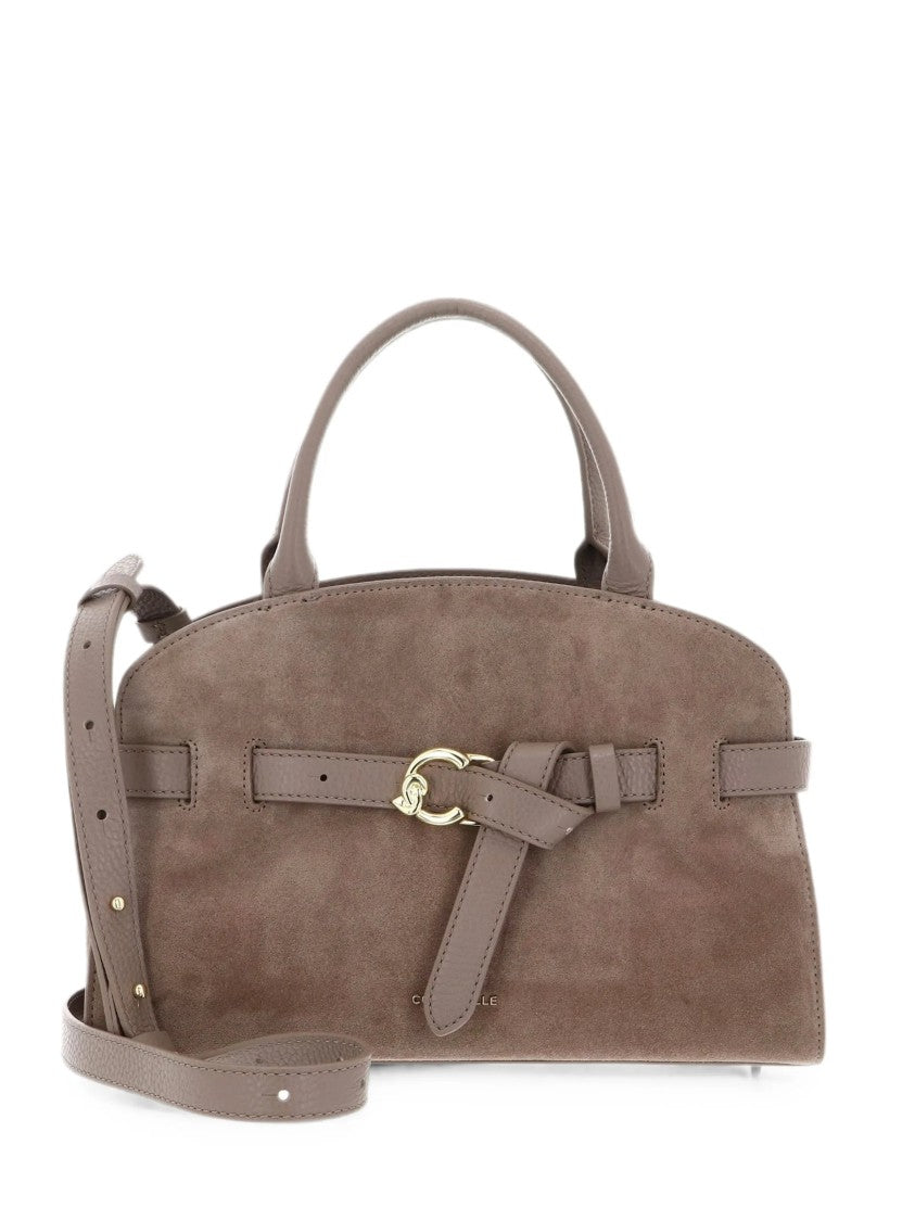 Coccinelle Structured Brown Suede And Leather Shoulder Bag