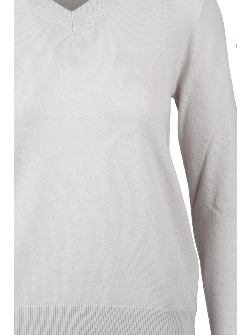 Max Mara Idoneo V-Neck Pullover In Warm Beige Wool
