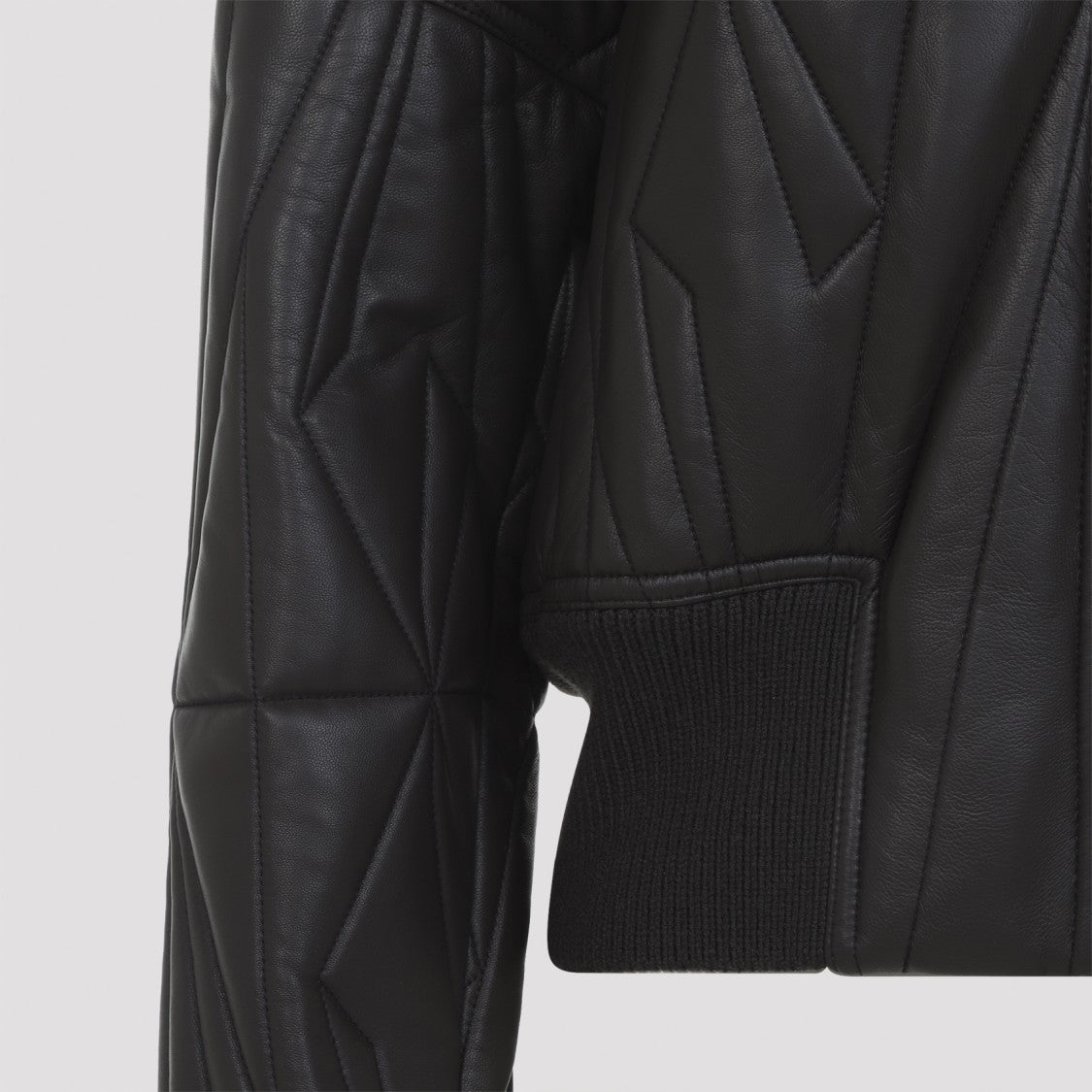 Moncler X Rick Owens Cropped Dark Gray Lambskin Jacket With Geocamo Quilt Design