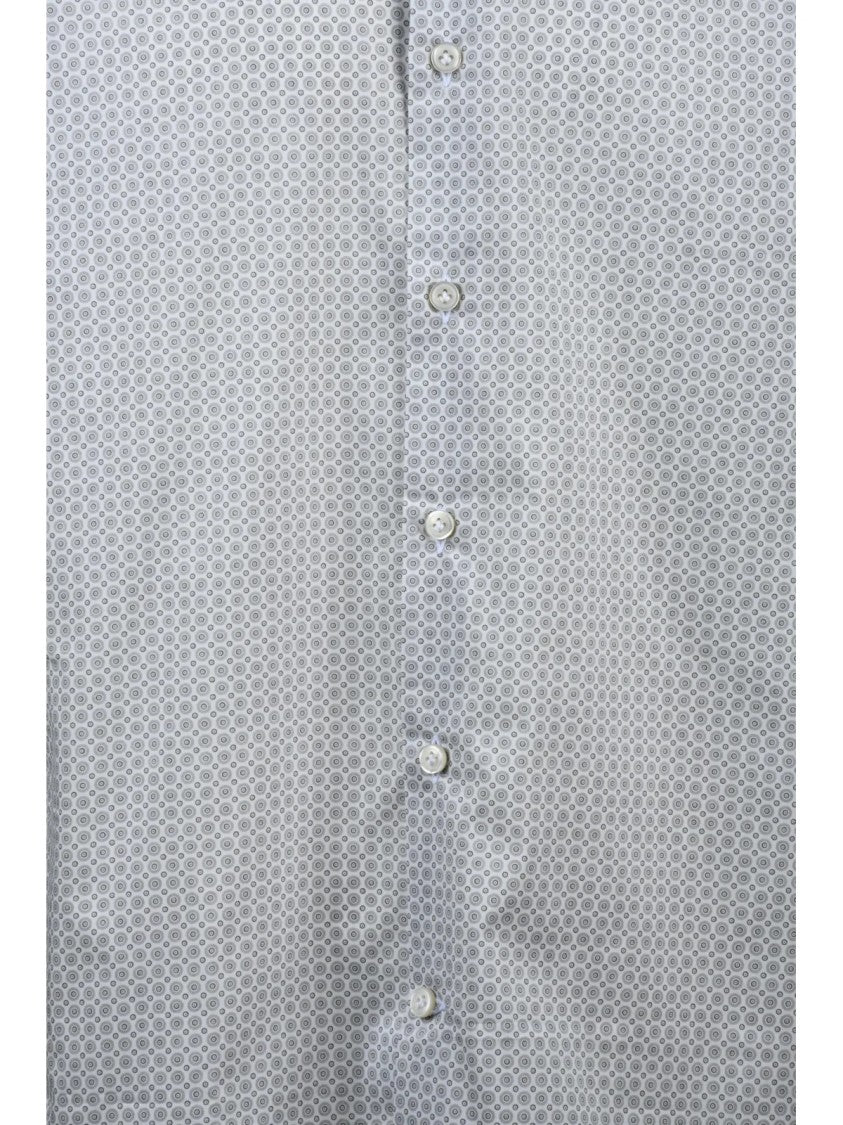Sonrisa Fior Di Cotone Light Grey Geometric Pattern Cotton Shirt