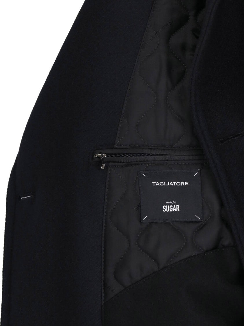 Tagliatore Black San Francisco Wool Double-Breasted Coat