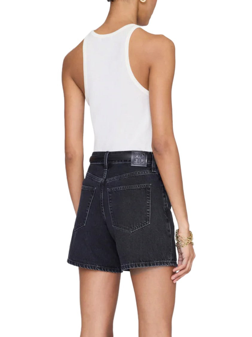 Anine Bing High-Waisted Denim Shorts With Flared Leg Opening