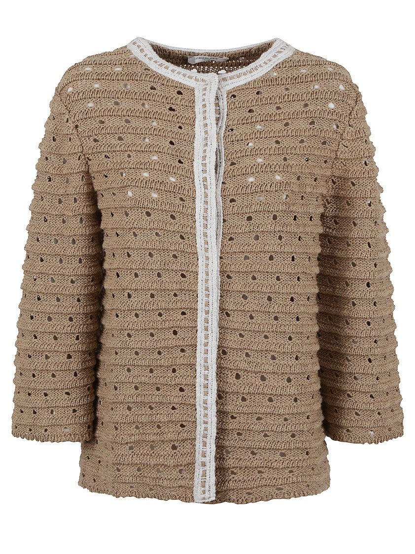 Charlott Cotton Jacket With Perforated Knit