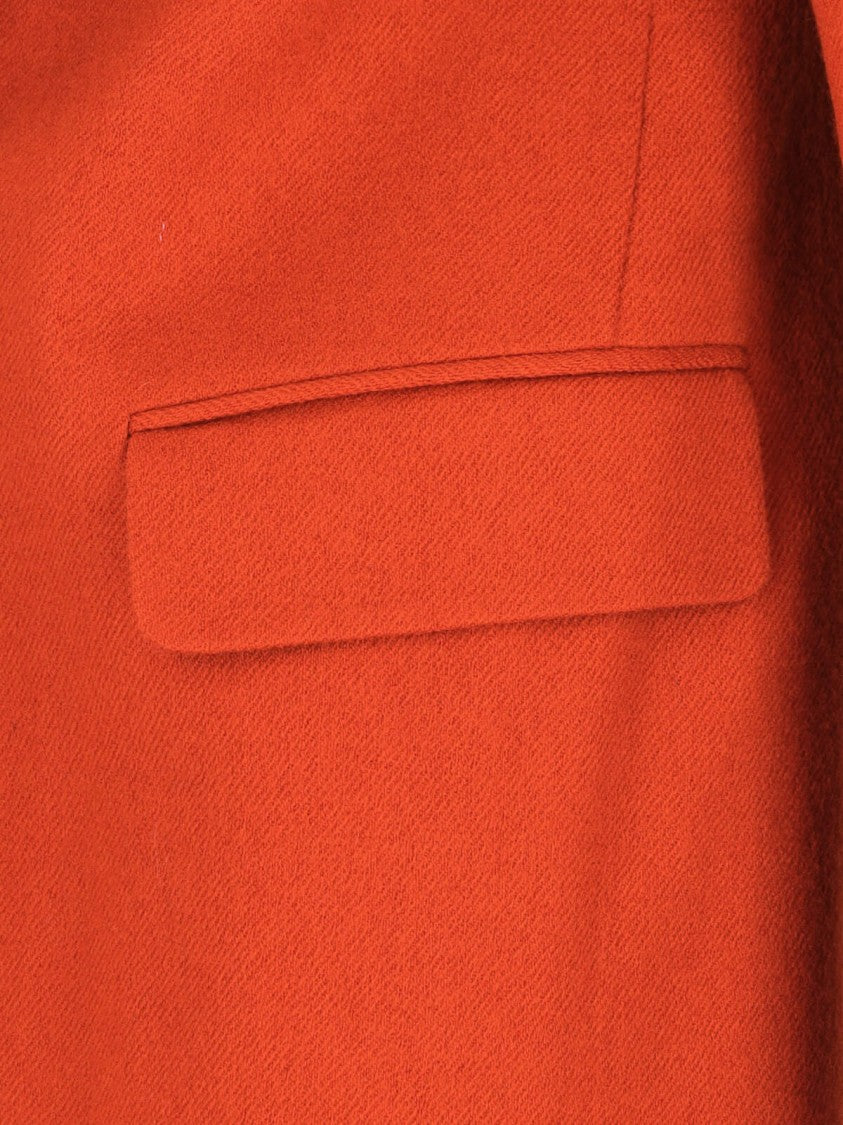 Dries Van Noten Single-Breasted Blazer In Orange Wool