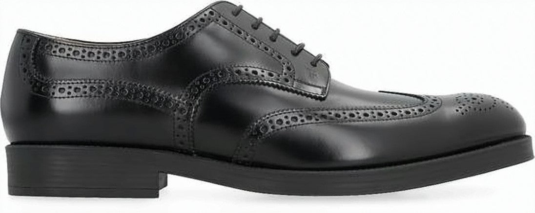 Tod's Brogue Black Leather Dress Shoes
