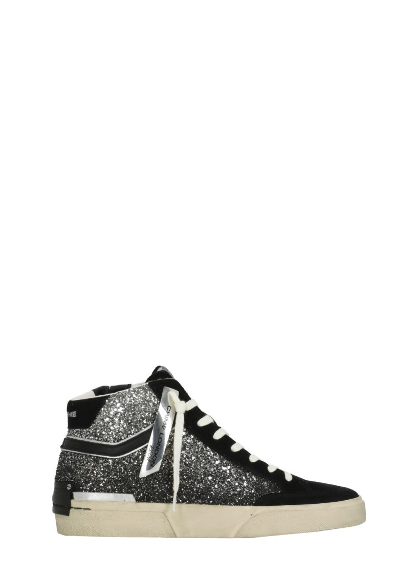Crime London Black Sk8 Recut Glitter Sneakers