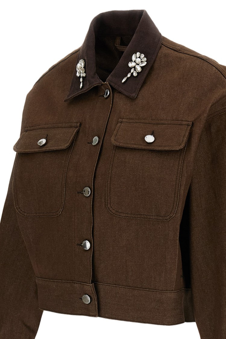 Simone Rocha Cropped Utility Pocket Workwear Jacket With Embellishments