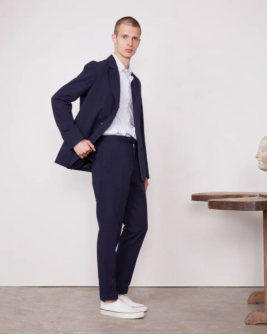 Officine Generale Plain Front Pants With Grosgrain Drawstring
