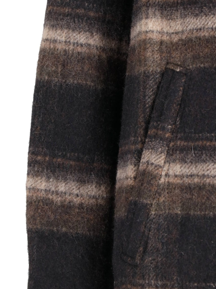 Isabel Marant Étoile Plaid Wool Blend Gihan Coat With Fringe Detail