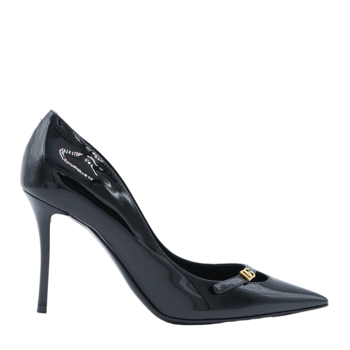 Dolce & Gabbana Black Glossy Pointed-Toe Leather Pumps