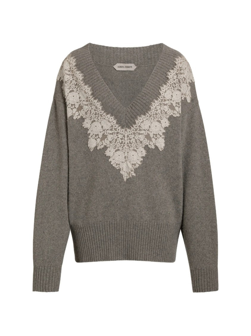 Alberta Ferretti Lace Cashmere Sweater