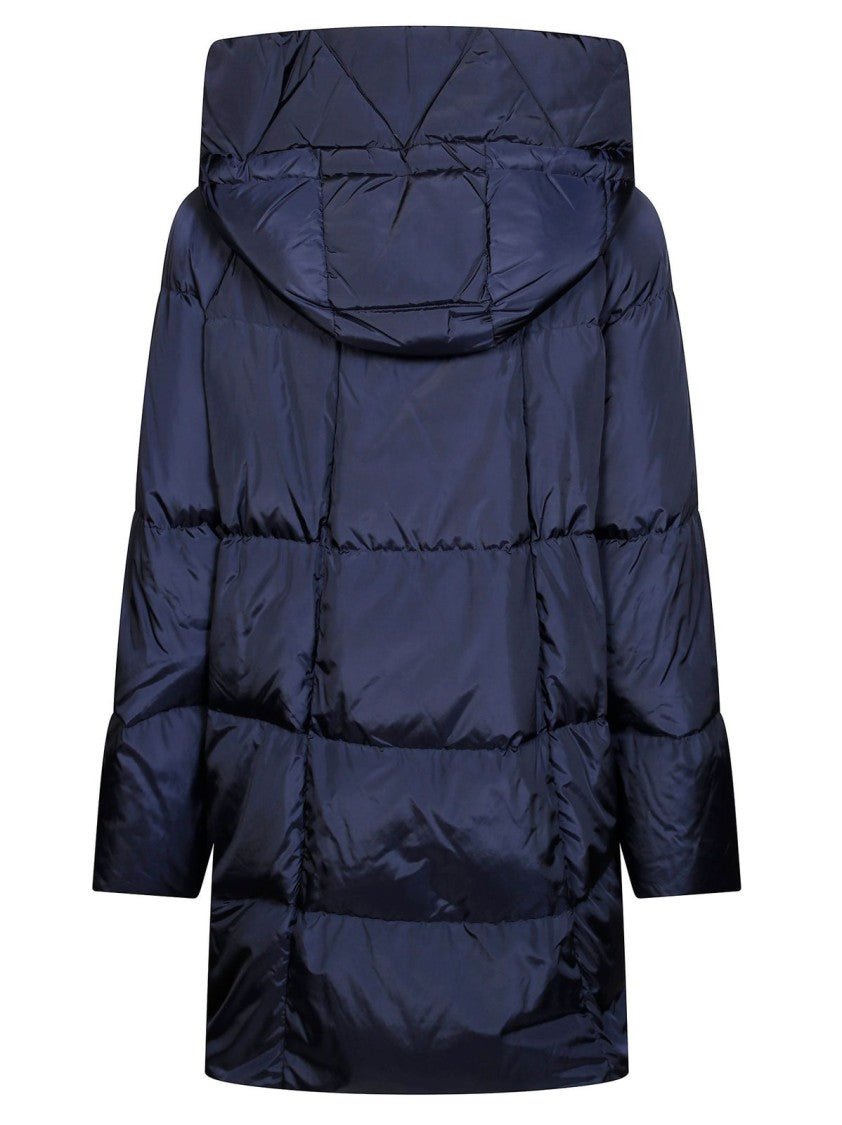 Max Mara Deep Blue Glossy Quilted Padded Coat
