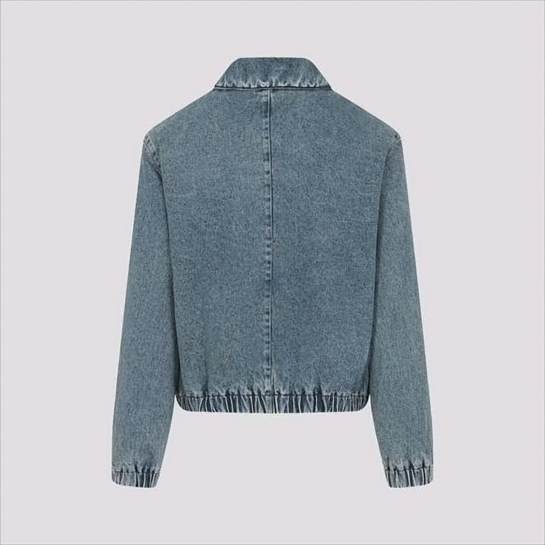 Ami Paris Classic Blue Denim Jacket With Embroidered Logo