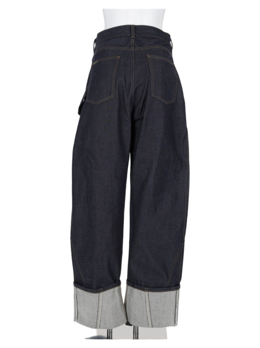 J. W. Anderson Azure Wide-Leg Cuffed Indigo Cotton Jeans