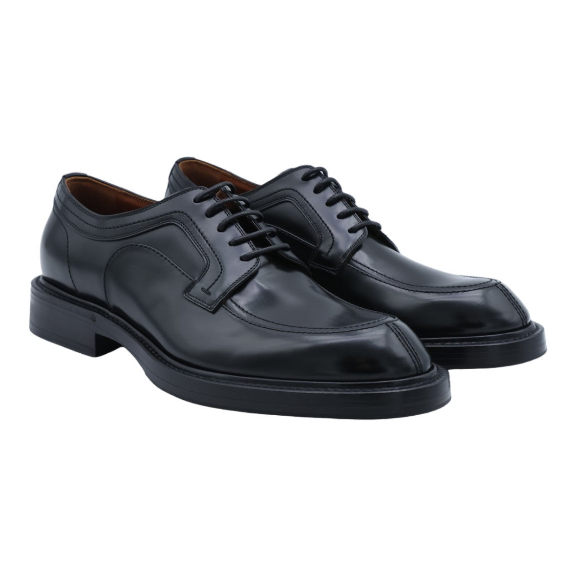 Dolce & Gabbana Polished Black Leather Flat Lace-Up Shoes