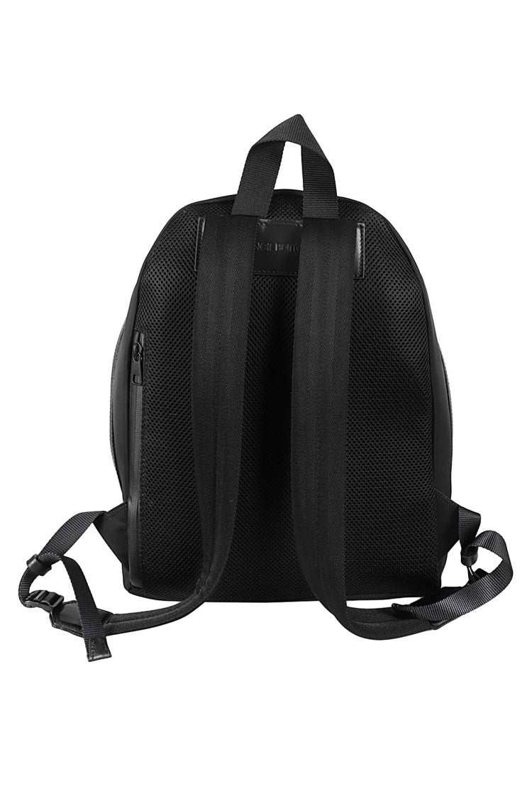 Neil Barrett Fair Isle Thunderbolt Nylon Twill Leather City Backpack
