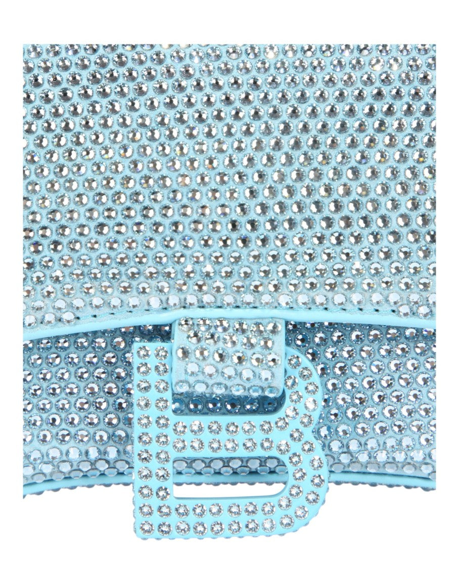 Balenciaga Hourglass Xs Crystal-Embellished Suede Top Handle Bag