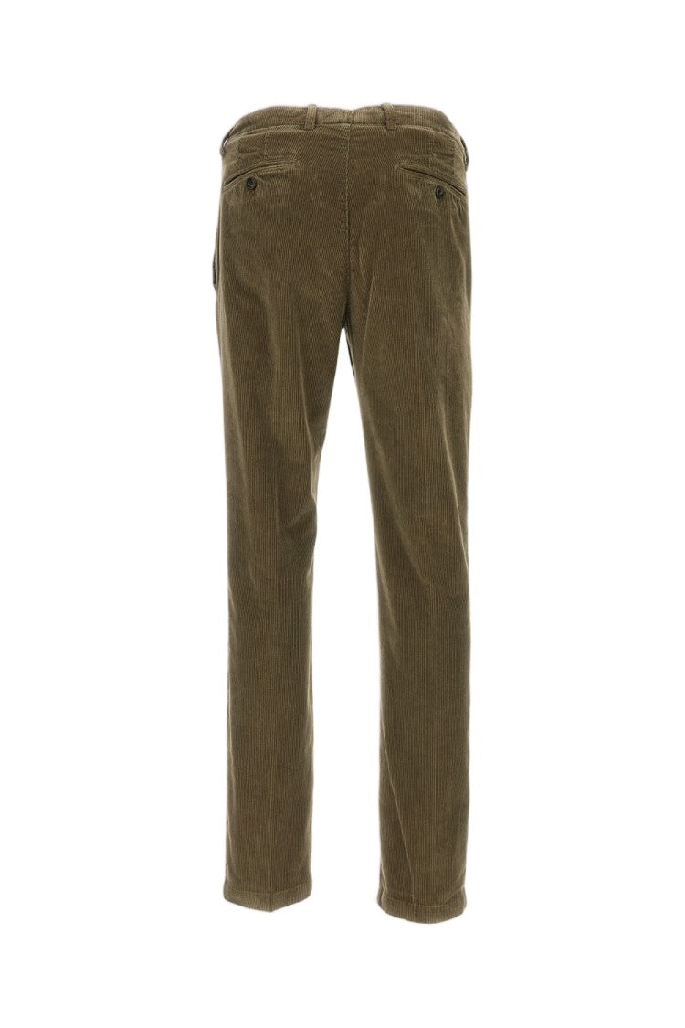 Briglia 1949 Green Cotton Corduroy Slim Straight-Leg Pants