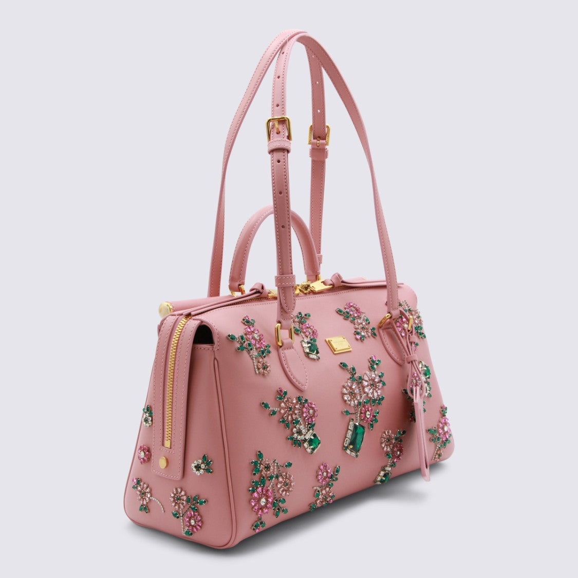Dolce & Gabbana Structured Handbag With Floral Embellishments And Gold-Tone Accents