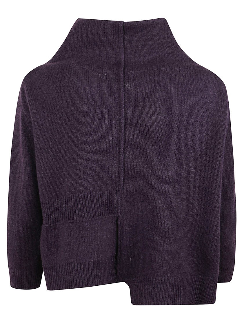 Yohji Yamamoto Burgundy Wool Cardigan With Asymmetric Hem And Snap Closure