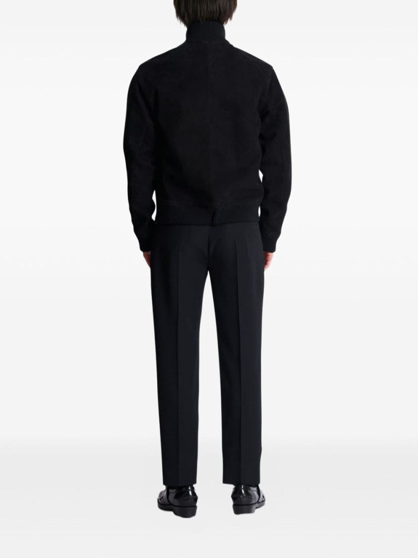 Balmain Black Embroidered Zip Bomber Jacket