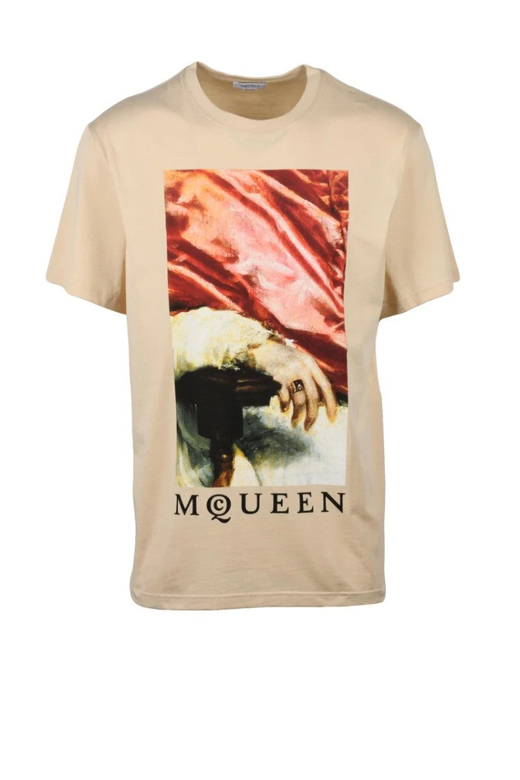 Alexander Mcqueen Artistic Print Cotton T-Shirt