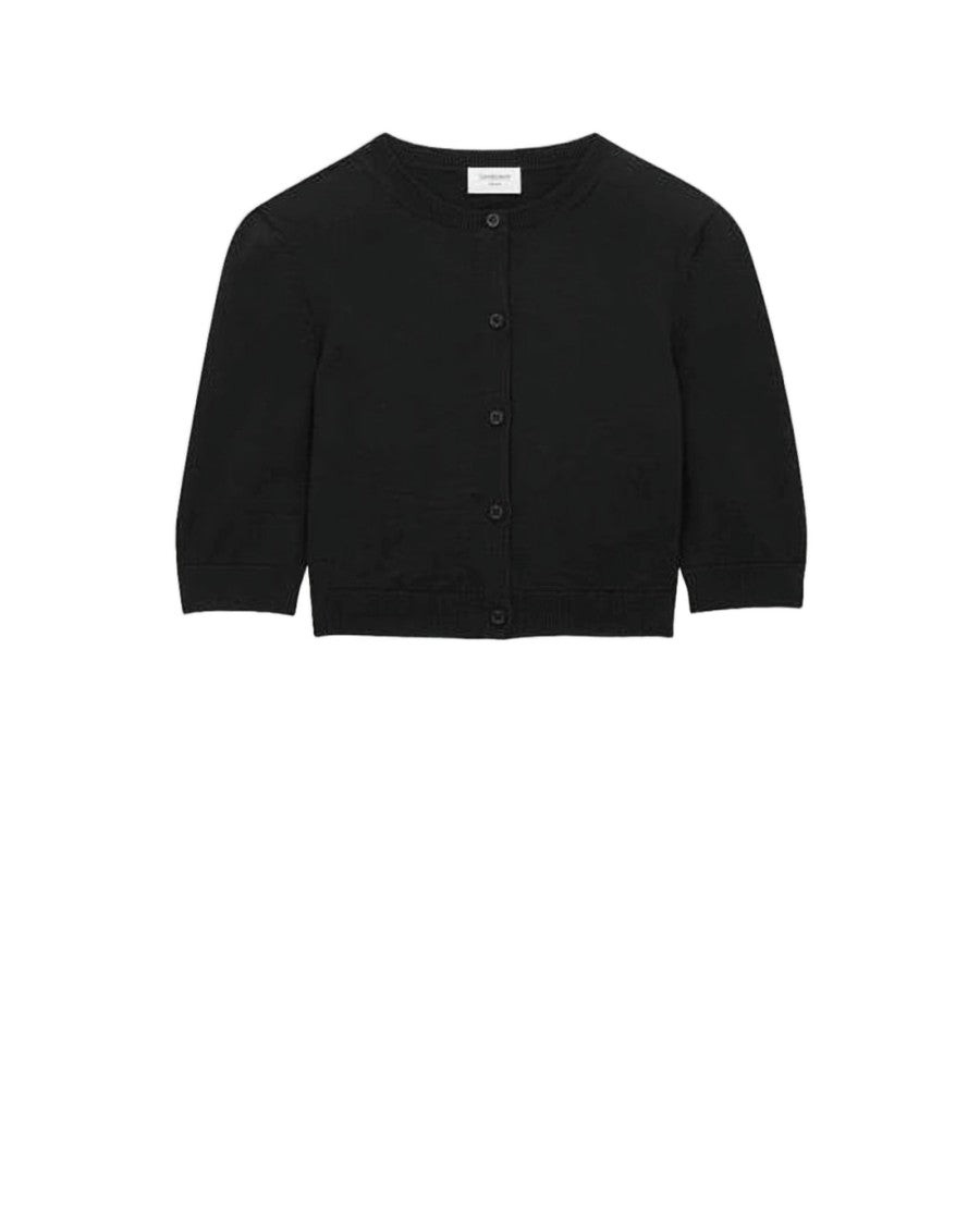 Saint Laurent Cropped Wool Cardigan With Button-Down Front
