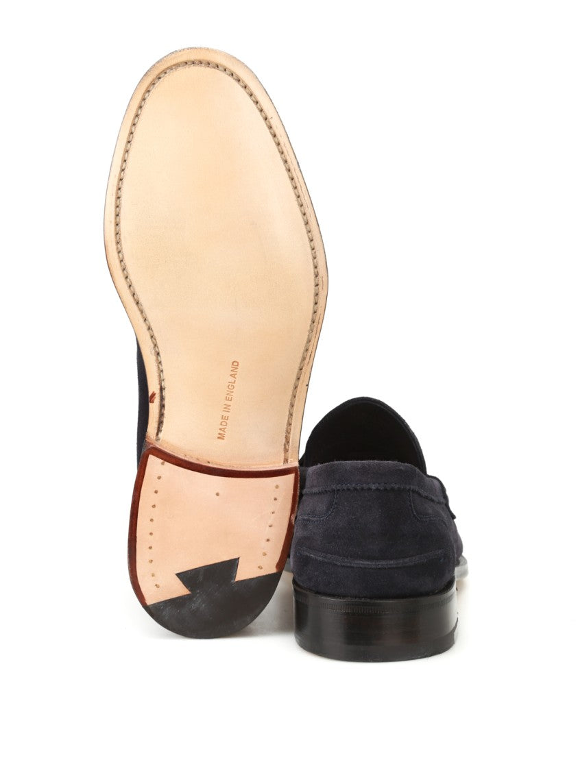 Tricker's Deep Navy Suede Moccasin With Rubber Sole